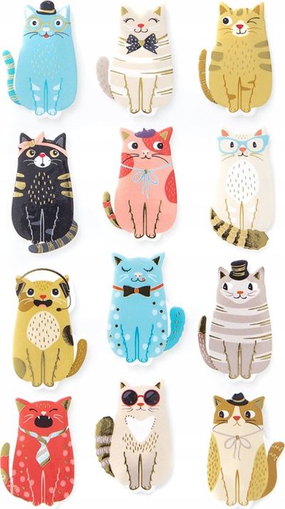 Stickerë shkumë “Cats”, 12 copë, dekorativë, shumëngjyrësh