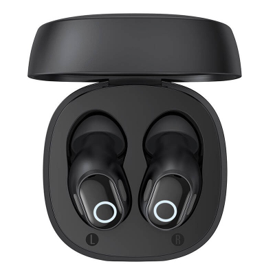 Kufje Bluetooth Baseus WM02 TWS, pa tela, me kuti karikimi, të zeza