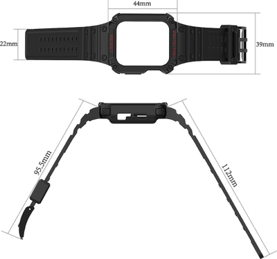 Rrip me kapak mbrojtës për Apple Watch 40/41mm, TPU, sportiv, blu me të zezë