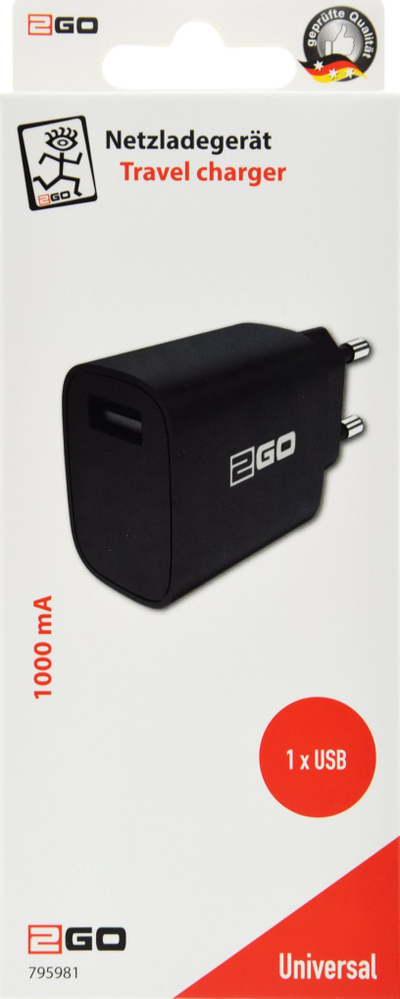 Karikues për telefon 2GO 795981, 5V 1000mA, i zi