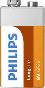 Bateri 9V Philips LongLife 6F22L1F/10, Zinc Chloride, paketë 1 copë, shumëngjyrëshe