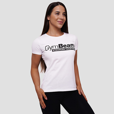 Maicë sportive për femra GymBeam Stronger Together, e bardhë