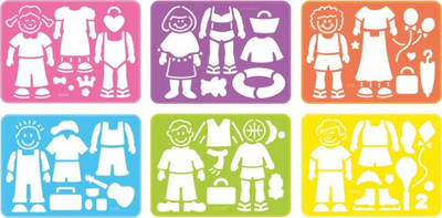 Сет шаблони за цртање LENA Figures & Fun, 6 парчиња, пластика, повеќебоен
