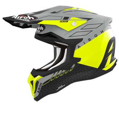 Helmetë motocross Airoh Strycker Skin, madhësia 2XL, e verdhë
