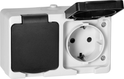 Prizë dyshe sipërfaqësore ORNO Aquatic SCHUKO, IP54, 230V 16A, gri