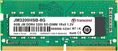 Memorie RAM për laptop Transcend JetRam JM3200HSB-8G, 8GB DDR4 SODIMM, 3200MHz