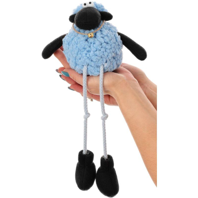 Figurinë dekorative Saska, qengj i ulur, set 10cm 25cm, prej tekstili, blu
