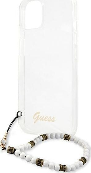 Mbështjellës telefoni Guess GUHCP13MKPSWH, për iPhone 13 6.1", hardcase transparent, i bardhë Pearl