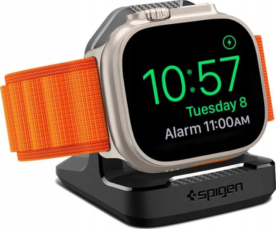 Mbajtëse karikuesi Spigen Rugged Armor Stand për Apple Watch, TPU i qëndrueshëm, e bardhë