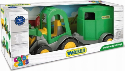 Set lodrash ferme Wader Farmer Buggy Car, traktor me rimorkio për kalë, plastik, me ngjyra