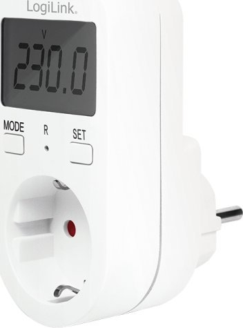 Matës konsumimi energjie LogiLink EM0002A, deri 3680W, ekran dixhital, i bardhë