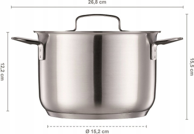 Tenxhere me kapak Fiskars All Steel, 3L, çelik inox, argjendtë