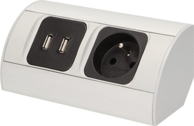 Prizë mobiljeje Orno Furniture, 1x2P+E Schuko, 2xUSB, e bardhë