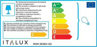 Llampë varëse Italux MDM-3938/3 GD, 3xG9 25W, stil modern, ari me të bardhë