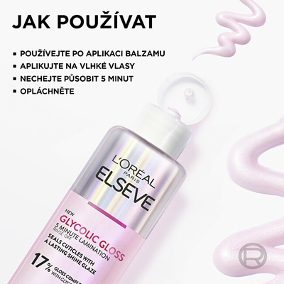 Krem për shkëlqim flokësh L'Oréal Paris Elseve Glycolic Gloss, 200 ml