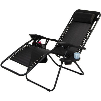 Шезлонг градинарска столица Saska Garden Chaise Lounge, склоплива, 175x52x110cm, црна
