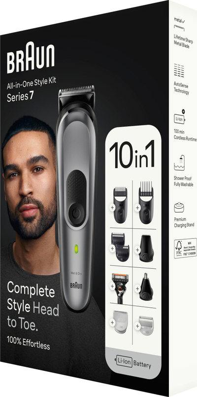 Trimer multifunksional Braun Series 7 MGK7420, 10 në 1, Wet &amp; Dry, gri