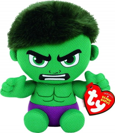 Lodër pelushi TY Marvel Hulk, 15cm, jeshile