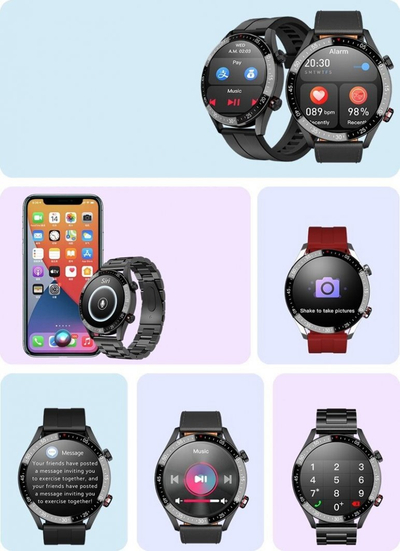Smartwatch Mski Gravity GT4 5, ekran 1.39", Bluetooth thirrje, argjendtë me rrip të zi