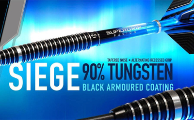Shigjeta dart Harrows Siege Softip, 90% tungsten, blu me të zezë