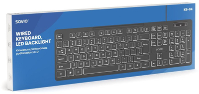 Tastierë SAVIO KB-04, me kabllo USB, ndriçim LED, e zezë