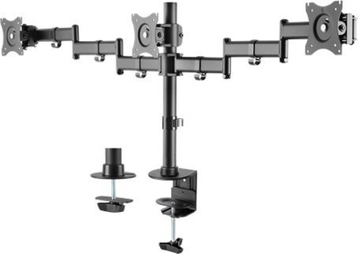 Mbajtëse tavoline për 3 monitorë DELTACO Office, 13"-27", rregullueshme, e zezë mat