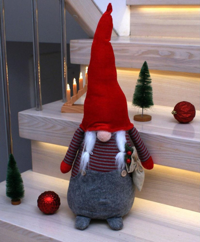 Figurë dekorative Krishtlindjesh Saska Garden Santa Claus, 50cm, tekstil, e kuqe gri