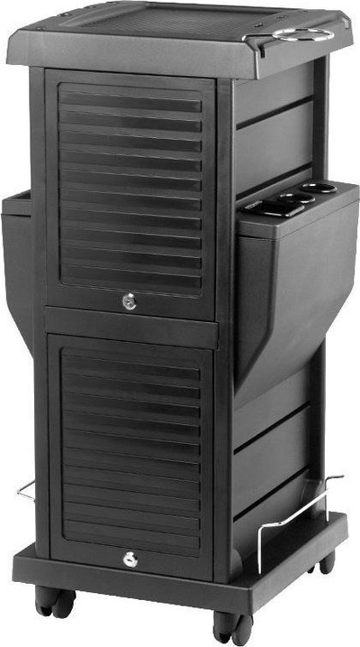 Karrocë frizeri Activeshop Gabbiano 100C, 4 sirtarë, me rrota, e zezë