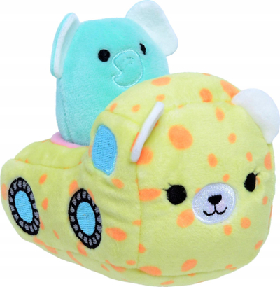 Lodër pelush Squishville Squishmallows Diego Elefant me kamion, mini 5cm, shumë i butë, shumëngjyrësh