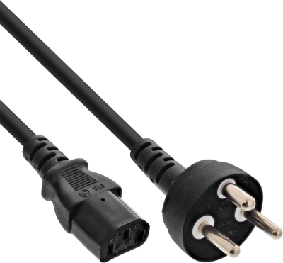 Kabllo rryme InLine Denmark Type K, IEC C13 3 pin, 5m, i zi