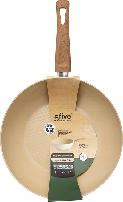 Wok 5FIVE Harmony, 28cm, alumin i farkëtuar, beige