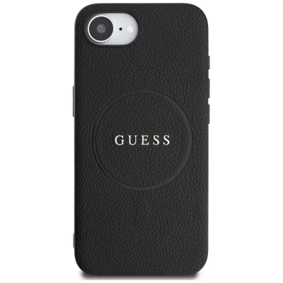 Калф телефон Guess PU Grained Classic Logo за iPhone 16e 6.1", MagSafe, црн