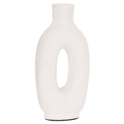 Vazo dekorative HomeMarkt Clayvon HM4409, terrakotë, 21cm, e bardhë