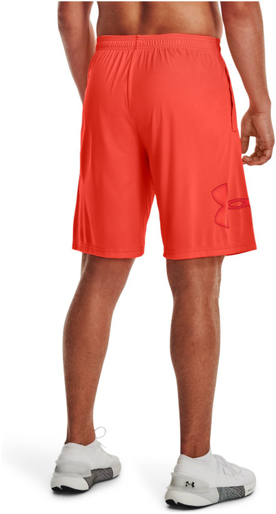 Shorta sportive Under Armour Tech Graphic për meshkuj, material që thahet shpejt, me logo, portokalli