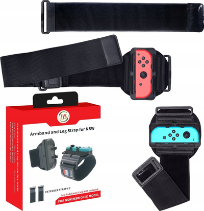 Rrip aksesor për Nintendo Switch JYS NS245, bandë për dorë dhe këmbë, set me 2 zgjatues, i zi