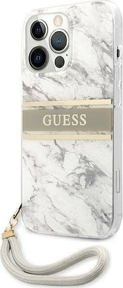 Mbulesë telefoni Guess GUHCP13XKMABGR për iPhone 13 Pro Max, Marble Strap Collection, gri