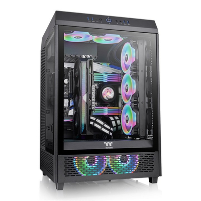 Kornizë PC Thermaltake The Tower 500, mid tower vertikale, xham i temperuar, e zezë