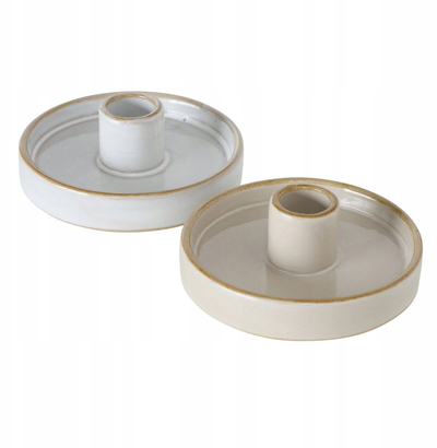 Mbajtëse qiriri MARIMA, porcelan, 4 cm, bezhë e bardhë