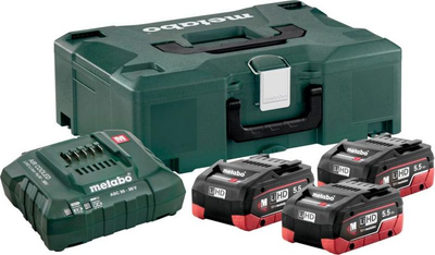 METABO ZESTAW AKUMULATORÓW 3 x 5.5Ah LIHD + ŁADOWARKA ASC 30-36 V + WALIZKA METALOC MET685069000