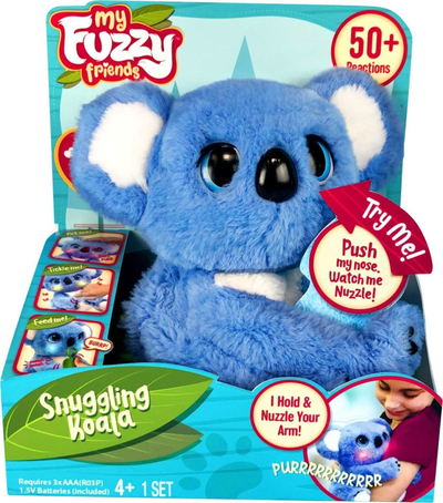 Интерактивна плюш играчка Goliath My Fuzzy Friends Sidney the Koala, за деца, сива