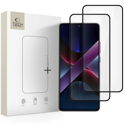 Xham mbrojtës Tech-Protect Glass Fit+, 0.3mm, 9H, për Xiaomi Poco X7 Pro 5G, me kornizë të zezë