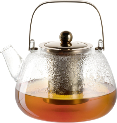 Çajnik LEONARDO Teapot TÈ per TE, 1.2L, dorezë metalike, transparent