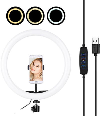 Ringe drite LED Mozos MLM-30RING, 30cm, tripod 220cm, e bardhë