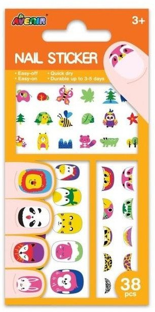 Stickers thonjsh Avenir Nail Stickers Animals, set 38 copë, shumëngjyrëshe