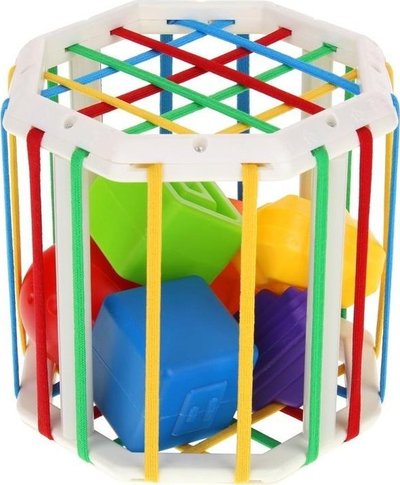 Lodër edukative sorter kub fleksibël, 6 blloqe forme, shumëngjyrëshe