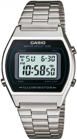 Ora digjitale Casio B640WD-1AVEF, për burra, metalike, argjend