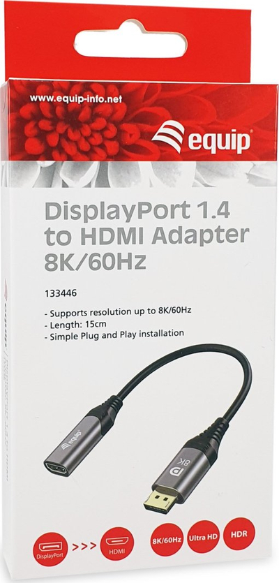 Adapter DisplayPort në HDMI Equip 1.4, 8K 60Hz, i zi