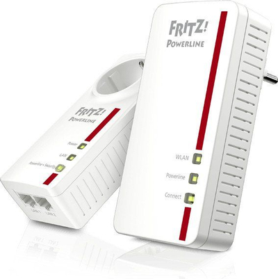 Powerline адаптер AVM FRITZ! 1260E WLAN Set, гигабитен LAN, Mesh WLAN, бел