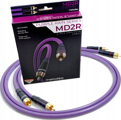 Kabllo audio Melodika MD2R120, 2 RCA në 2 RCA, 12m, e zezë