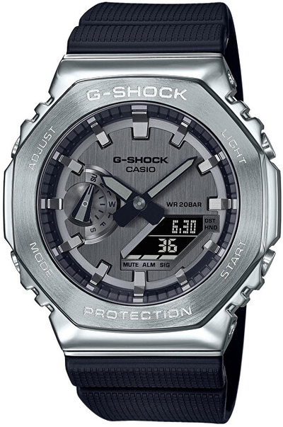 Orë për femra Casio G-Shock GM-2100-1AER Metal Covered (619), e zezë/argjendtë